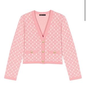 Maje Pink jacquard cardigan